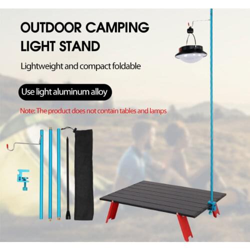 2021 Camping Folding Lamp Pole Portable Outdoor Travel Lightweight Aluminum Alloy Picnic Tent Single/Double hook Light Stand