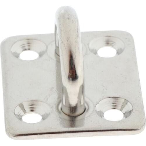 Heavy Duty 304 Stainless Steel Pad Eye Plates 5mm Square Base Staple Mooring Fitting for Marine Boat Sailboat Rigging