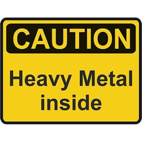 SZWL Waterproof Car StickerCaution Heavy Metal Inside Warning Sticker Decal Bumper Danger Loud Music Auto Accessories,13cm*9cm