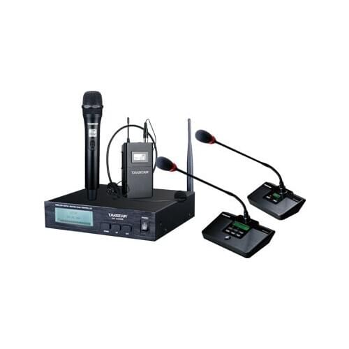 Takstar DG-C200 2.4G Digital Wireless Table conference microphone system consists of host unit, chairman unit and delegate units