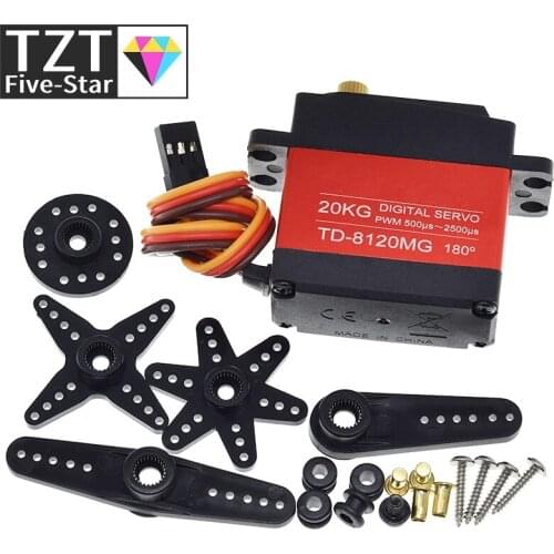 TZT TD-8120MG Waterproof Metal Gear Digital Servo with 20kg High Torque 180Angle for RC Remote Control Car Model Vehicle