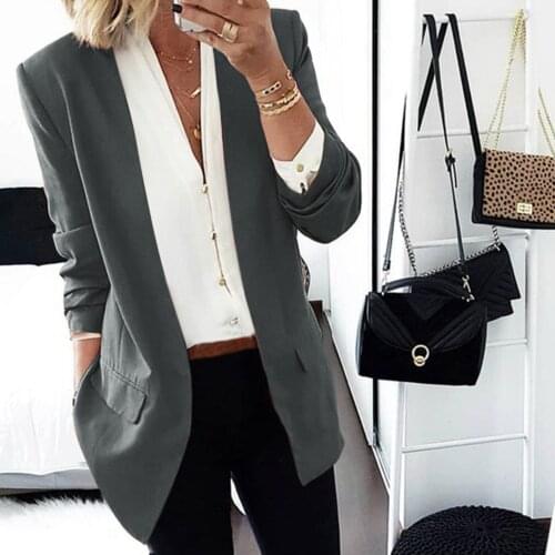 Women Tailored Coat Blazers Spring Autumn Long Coat Blazers Ladies Casual Office Suit Business Outwear