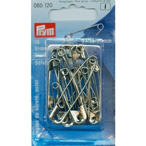 Germany PRYM 085120 Safety pins, 27/38/50mm, assorted, silver-coloured, 18 items