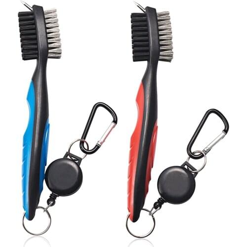 1 pcs Golf Brush Groove Cleaner Double-Sided Nylon Bristle Cord Practical Golf Head Cleaning Brush Spherical Golf Club Cleaner