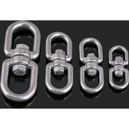 1pcs 304 Stainless Steel Swivel Double Eye Hook 44mm-227mm Heavy Duty Eye to Eye Wire Rope Lock Chain Connector Liftting Ring