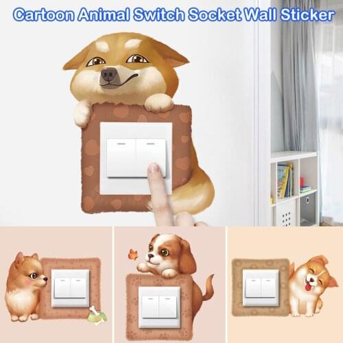 5pcs Cute 3d Cat And Dog Switch Stickers Pvc Removable Wall Sticker Vinyl For Bedroom Living Room Home Decor Decals Socket Paste