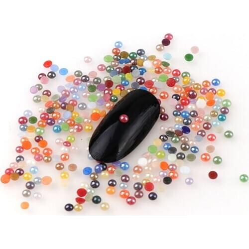 500PC Mix Color Roud Ceramic Beads Half Round 3-4mm For DIY Craft Flatback Stones Nail Art Crystals Jewelry Accessories