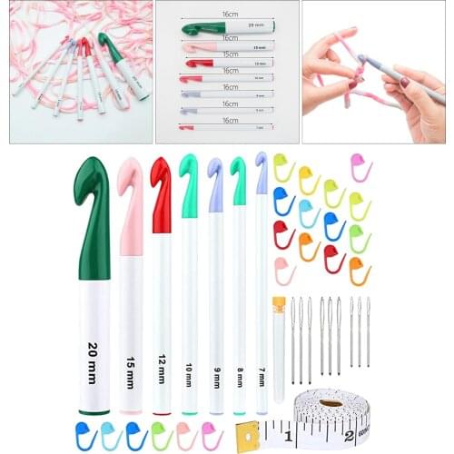 7mm-20mm Crochet Hooks Kit Set Knitting Needles Large-Eye Blunt Needles