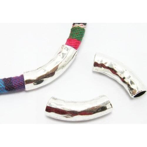 7mm Leather tube Silver tone 6x7mm Round leather findings RT02