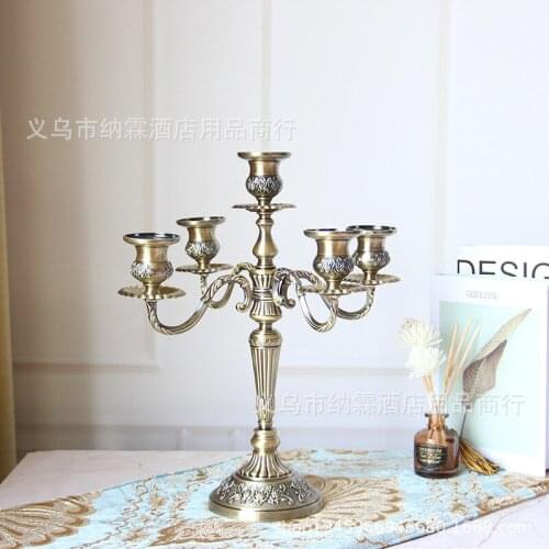 Antique Bronze Candle Holders Metal High-End European-Style Alloy Candlestick Home Hotel Decoracion Hogar Home Decoration BE50CD
