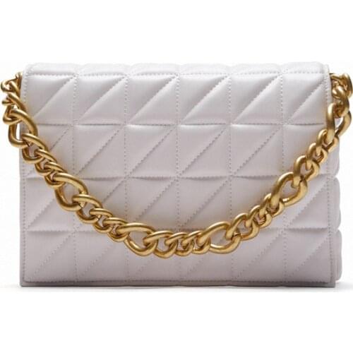White Stylish Retro Chain Metal Large-Capacity Shoulder Bag Purses and Handbags Luxury Designer Tote Bags