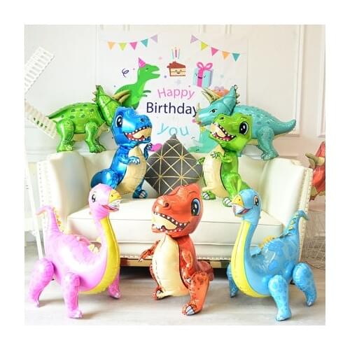 Large 4D Walking Dinosaur Foil Balloons Jungle Animal Boys Birthday Party Decors Jurassic Dragon Kids Toys New Year 2021