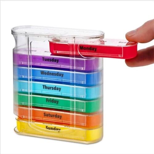 Household Pill Organizer Box Plastic Medicine Organizer With 28 Compartments And 7 Days Weekly Storage Drawer Storage Box