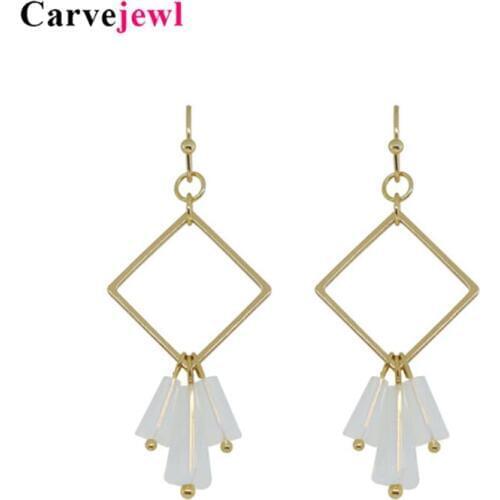 Carvejewl drop earrings glass tube cluster metal square dangle earrings for women jewelry new plastic hook anti allergy earrings