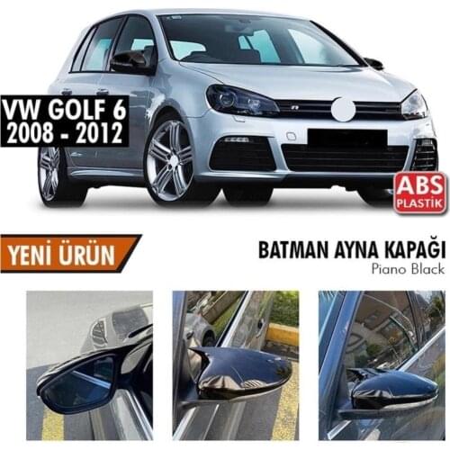Bat Mirror Cover Piano Black For VW Golf 6 ABS 2008-2012-Quality Product Full Harmony 1 Suit 2 Piece (Left-right)