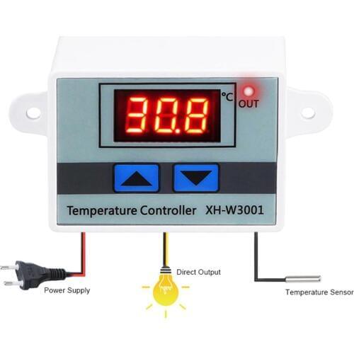 10A 12V 24V 110V 220V AC Digital LED Temperature Controller XH-W3001 For Incubator Cooling Heating Switch Thermostat NTC Sensor