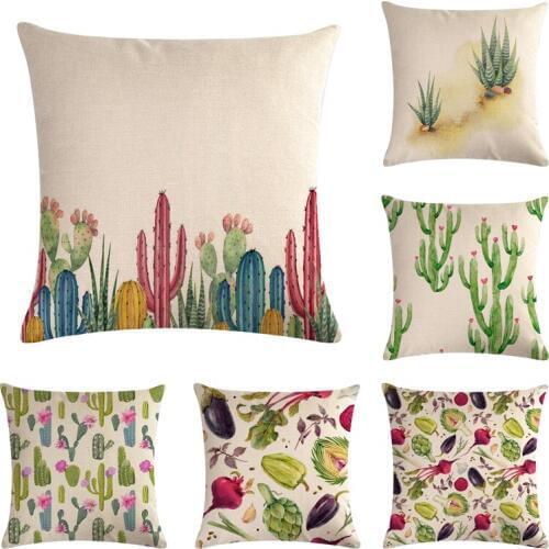 Desert Catcus Cotton Linen Throw Pillow Case Cushion Cover Home Decor Decorative Pillows For Sofa Seat Cushion 45cm*45cm