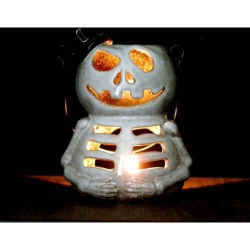 Halloween Ceramic Hollow Candlestick Lanterns Party Props Festive Atmosphere Window Decoration Indoor and Outdoor Ornaments