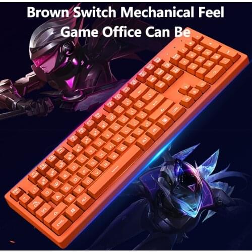 Ajazz DKS10 Gaming USB Wired Keyboard 104 Keycaps Mechanical Feel White LED Backlit Membrane Keyboard for Gamer Tablet Desktop