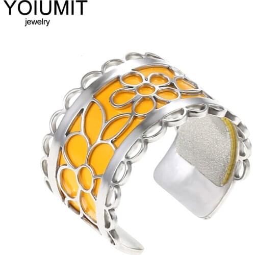 Cremo Argent Flower rings For Women Bijoux homme Yoiumit stainless steel Resizable rings Interchangeable Leather Bague Femme