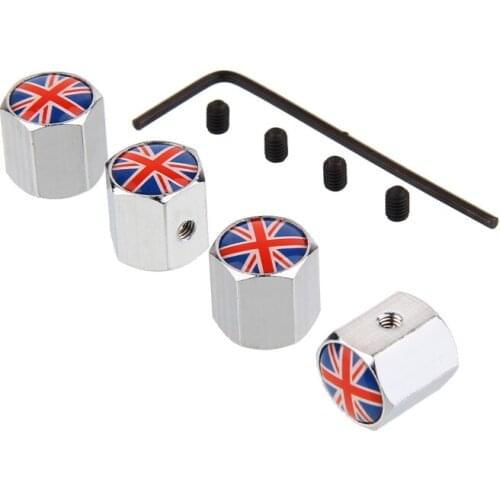 Anti-Theft Wheel Tire Valve Tyre Stem Air Caps Airtight Cover British Flag Logo For Volkswagen Mercedes BMW Ford Opel Skoda Audi
