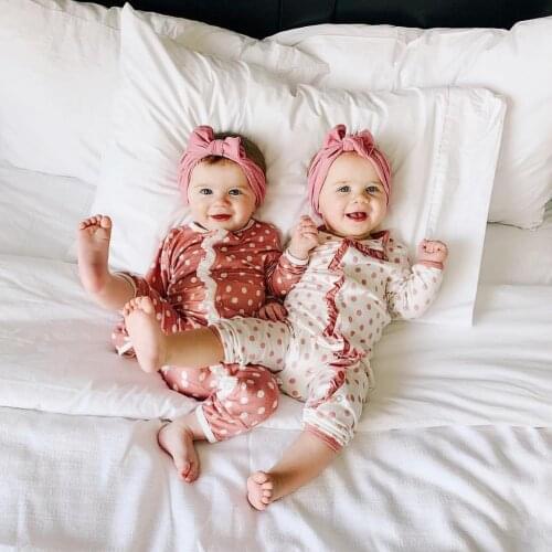 Newborn Baby’s Jumpsuit, Toddler Boy Girl Spot Print O-neck Long Sleeve Long Pants Romper, Button Trousers