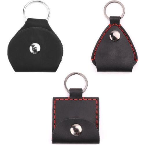 2019 Leather Electric Guitar Pick Holder Folk Pop Guitar Plectrum Case Bag Keyring