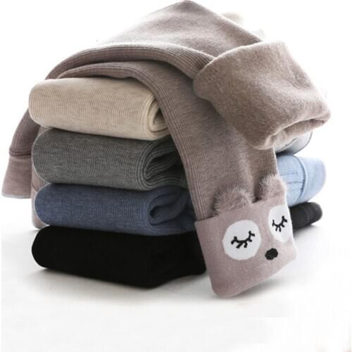 Autumn winter new arrival plus velvet thicken children kids baby leggings cartoon cute warm baby boy girl pants