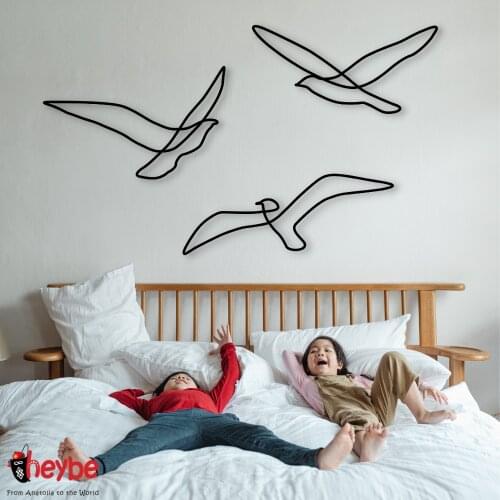 Metal Wall Decor and Art, Line Birds, Metal Design on Wall, Large Size, Home Office Living Room Decoration Easy Hanging Frame Quality Gift Ideas New Fashion Trend Luxury Modern Creative Plaque Scandinavian Styles