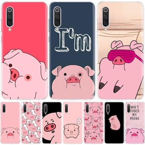 Cute PINK Kawai Pig Phone Case For Xiaomi Mi Note 10 11 9 8 10T 9T CC9 A1 A2 A3 Poco F1 X3 F2 Pro Lite 5X 6X Cover Coque
