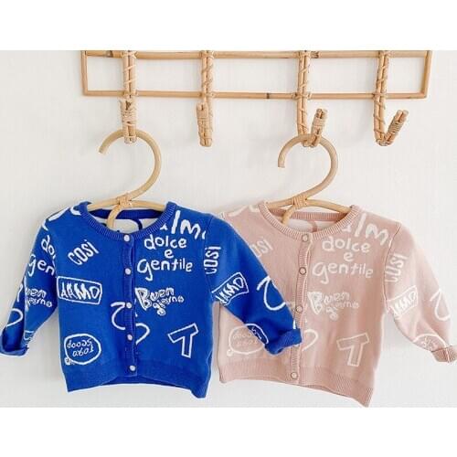 Newest Infant Baby Girl Sweater Knitted Coats Autumn New Kids Knit Cardigan Graffiti Outwear Newborn Baby Clothes 6M-24M