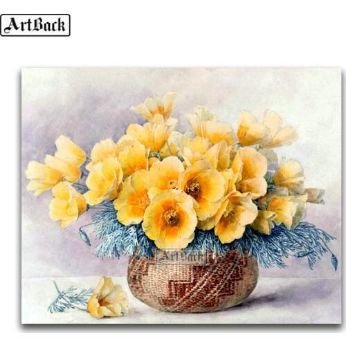 New 5d diy diamond embroidery yellow flowers 3d diamond painting cross stitch full square rhinestone home decoration