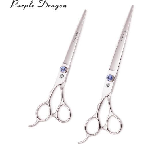 Left Hand Hair Scissors 7.0" 7.5" Purple Dragon Japanese 440C 8003# Barber Cutting Scissors Hairdressing Thinning Shears Add Bag