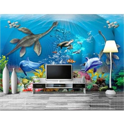 Custom photo wallpaper for walls 3 d murals Dream underwater world dolphin child room background wall papers painting decor