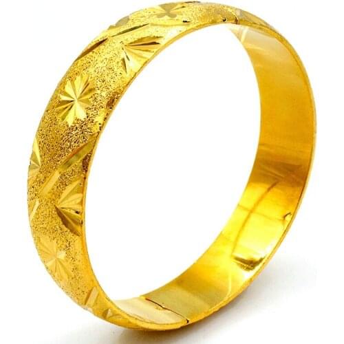 Chuangyuan Gold Plated Bracelet Female Bride Wide-Faced Slash Flower Alluvial Gold Plated Bracelet Gift