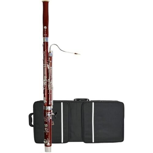 Profesyonel fagot C anahtar akçaağaç ahşap gövde Cupronickel gümüş kaplama tuşları nefesli enstrüman Reed eldiven