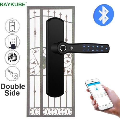 RAYKUBE Smart Door Lock Double Fingerprint & Password & Bluetooth TTlock APP Handle For Wrought Iron Hollow Metal Door D22