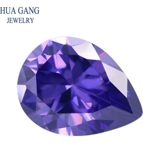 Size 2x3~18x25mm Pear Shape Cut 5A Violet CZ Stone Synthetic Gems Cubic Zirconia For Jewelry Wholesale Stones Free Shipping