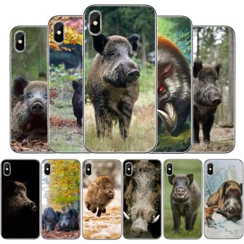 Wild boar Silicone phone case For iphone 11Pro Max 11 XR XS Max X 8 7 6 6S Plus 5 5S SE 2020 Back Cover Shell