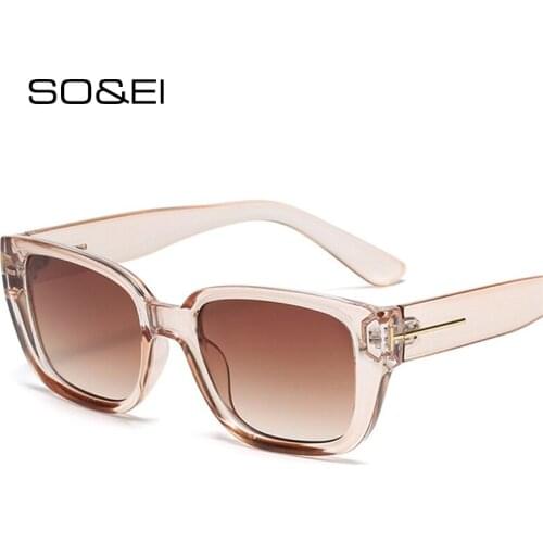 SO&EI Fashion Rectangle Sunglasses Women Luxury Retro Eyewear Brand Designer Gradient Lens Square Sun Glasses Men Shades UV400