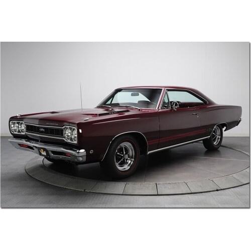 Modern Canvas Painting 1968 Plymouth GTX Classic Sport Car Photo Wall Art Posters and Prints Wall Picture for Home Decor