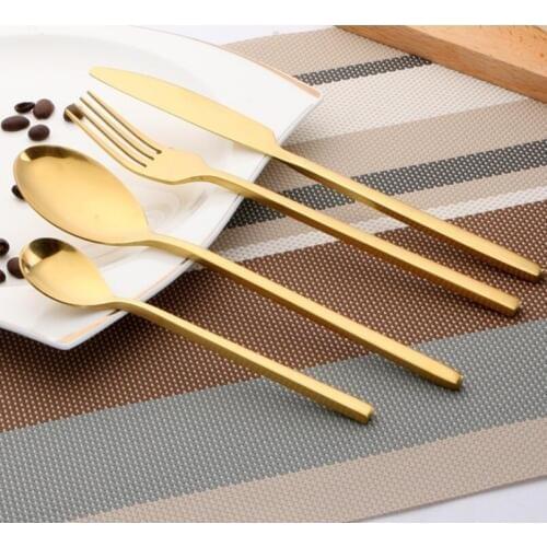 Stainless Steel plated gold Western Food Dinnerware Cutlery Fork Knife & Scoop Tableware Cutlery Set LX6139