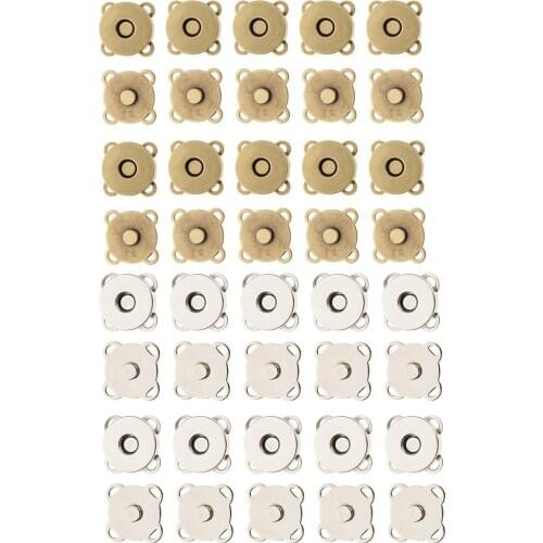 20 Sets 14mm Magnetic Clasps Fasteners Snap Buttons Press Studs Purse Closures