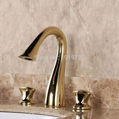 Vidric Bathroom Basin Dual Handle Torneira Gold Grifo Gold Double Handle Faucet 3 Hole Mixer Tap