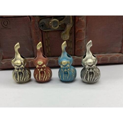 Chinese Style Vintage Brass God of Longevity Gourd Knife Beads Keychains Pendants DIY Handmade Jewelry Accessories Umbrella Rope