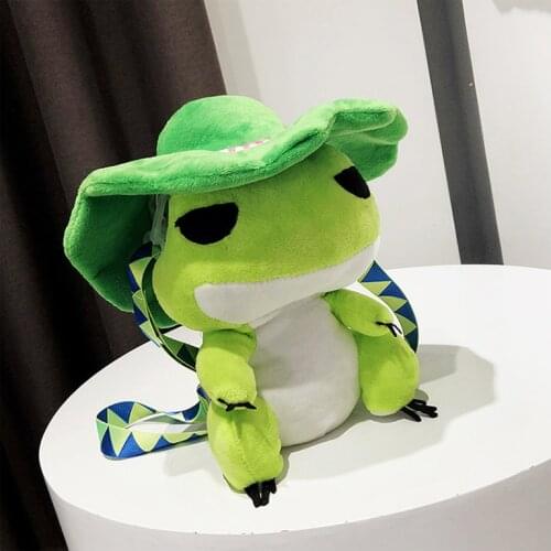 Funny Travel Frog Cute Small Bag Japanese Anime Plush Backpack Zhou Zhennan The Same Frog Chicken Bag Stuffed Animal Toy Doll