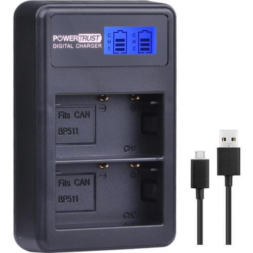 1 Pack BP-511 BP 511 BP-511A LCD Dual USB Charger for Canon BP511 BP511A 50D 40D 30D D60 D30 5D