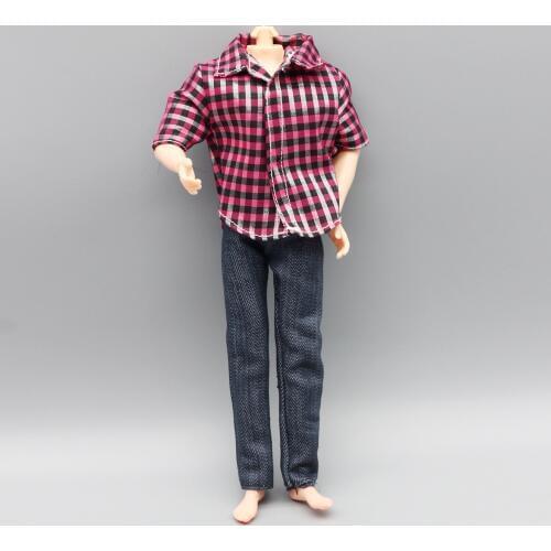 1set red Handmade Casual Clothes + Pants Outfits For Ken boy friends Doll Clothes Children gift eg038