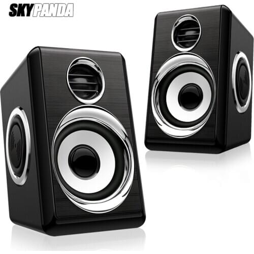 1 Pair USB+AUX Wired Computer Speakers Bass Reinforcement 4 Diaphragm for Laptop Desktop Phone 8W High Power Loudspeaker