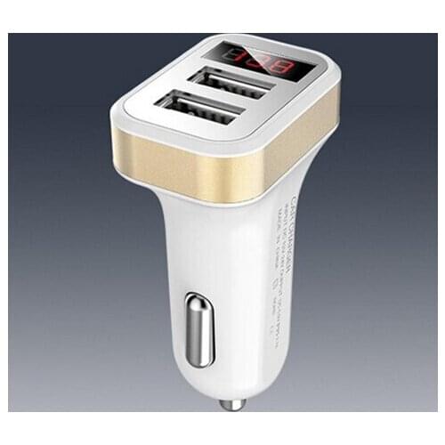 1PCS 5V 2.4A 2-Port USB Car Charger with LED Screen Smart Phones Charger Adapter For iPhone For Samsung Galaxy Car Accessories